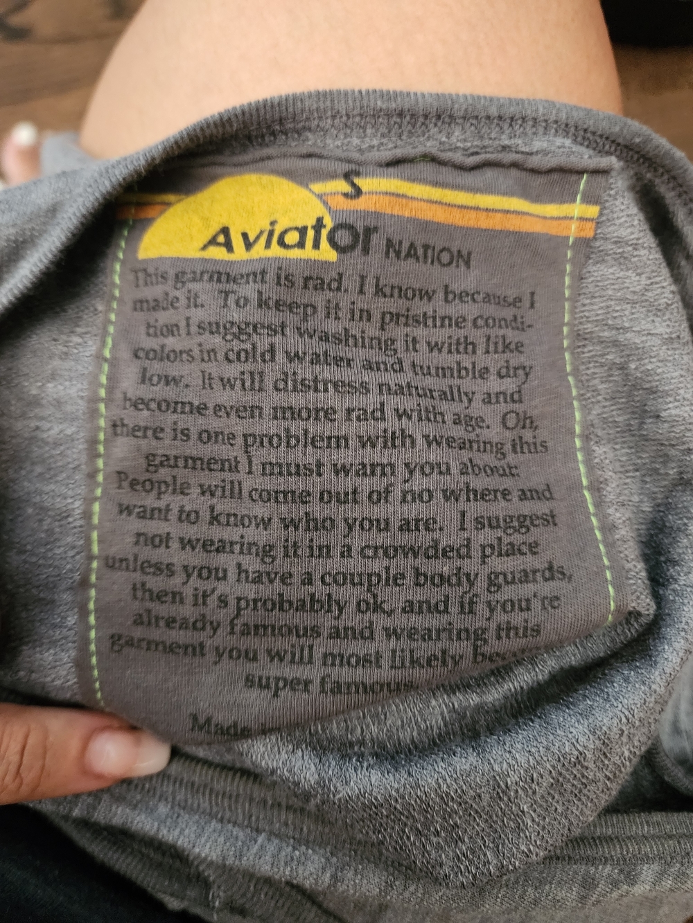 Aviator Nation Gray Tank with Yellow & Rainbow Accent - Picture 2 of 3